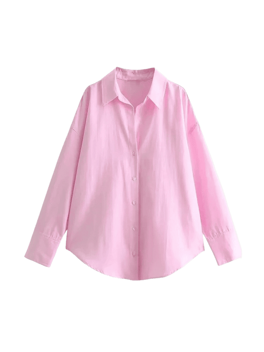 TRAF-Loose Asymmetric Shirts for Women, Long Sleeve, Front Button, Female Blouses, Chic Tops, Fashion