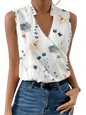 Fashion V-neck Sleeveless Print Women Tops And Blouses 2023 Summer Casual White Tank Top Femme Shirt Blouse