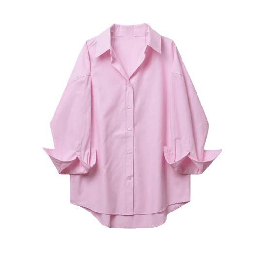 RARF 2024 New women's lapel loose Oxford long sleeve shirt, elegant blouse, vintage style, suitable for the office, fall